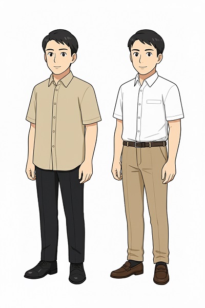 夏は襟付き+長ズボン