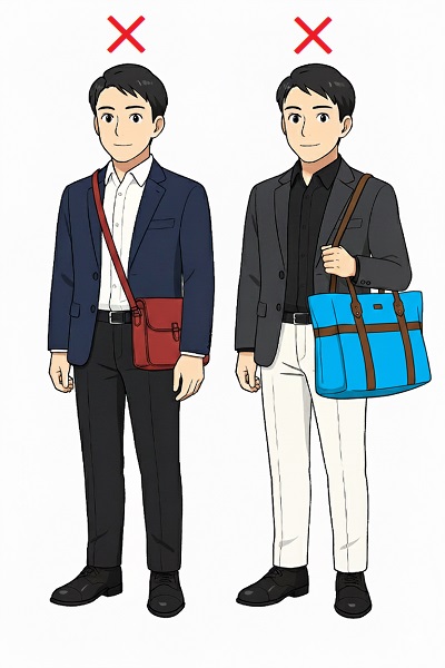 服装と色合いの違う鞄