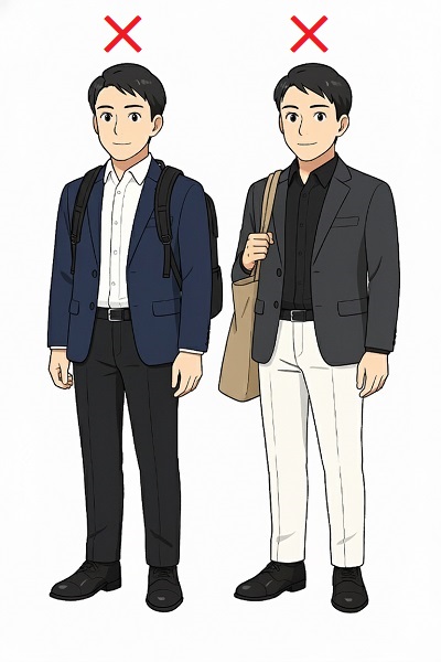 女性と異なるスタイルのバッグ