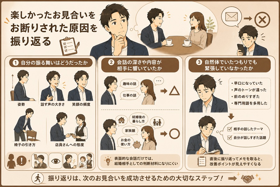 お見合いを振り返るイメージ