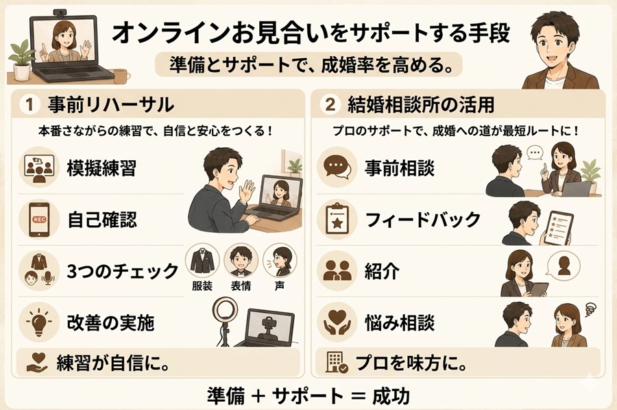 オンラインお見合いをサポートする手段