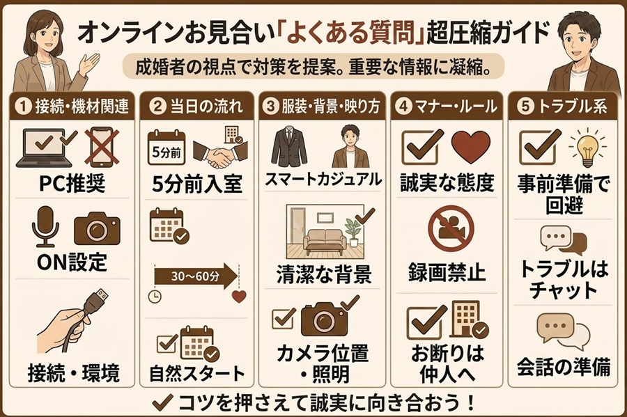 オンラインお見合いでよくある質問41選と対策