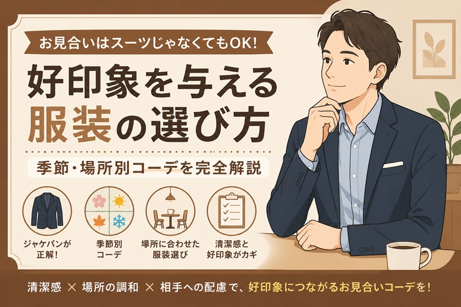 お見合いはスーツじゃなくてもOK！好印象を与える服装の選び方と季節・場所別コーデを完全解説