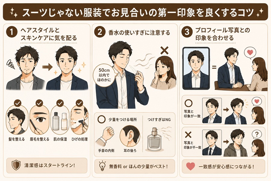 スーツじゃない服装でお見合いの第一印象を良くするコツ
