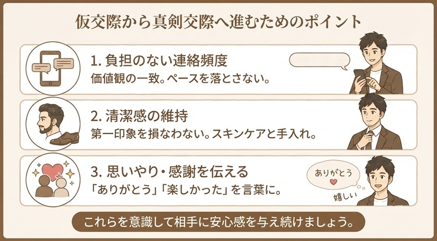 仮交際から真剣交際へ進むためのポイント