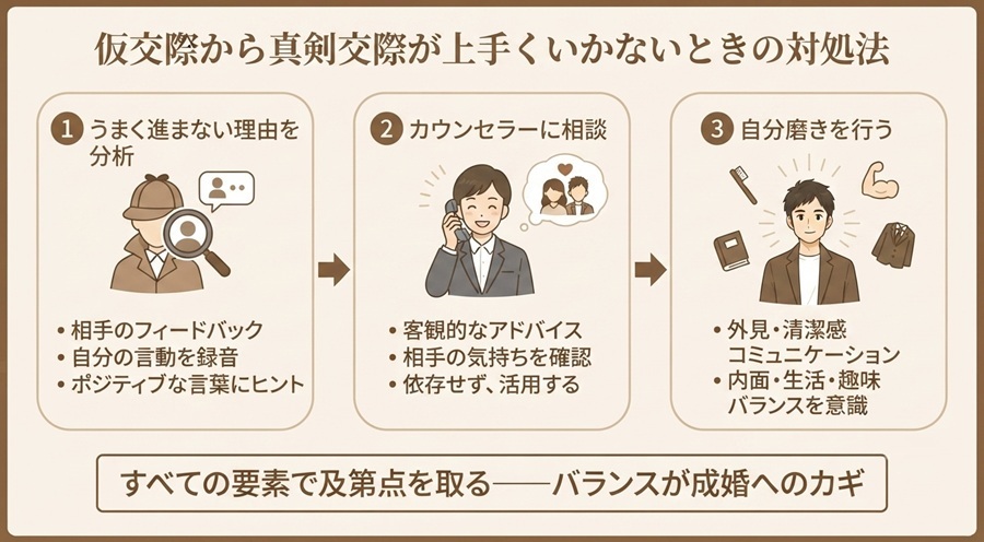 仮交際から真剣交際が上手くいかないときの対処法