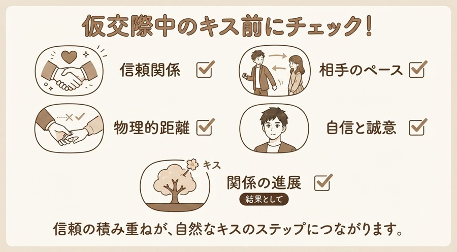 仮交際中のキスを考える前に確認したい5つのポイント
