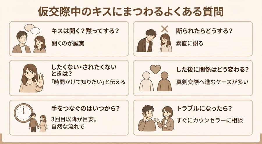 仮交際中のキスにまつわるよくある質問