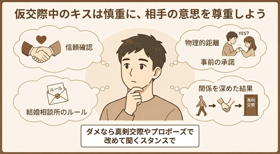 仮交際中のキスは慎重に、相手の意思を尊重しよう