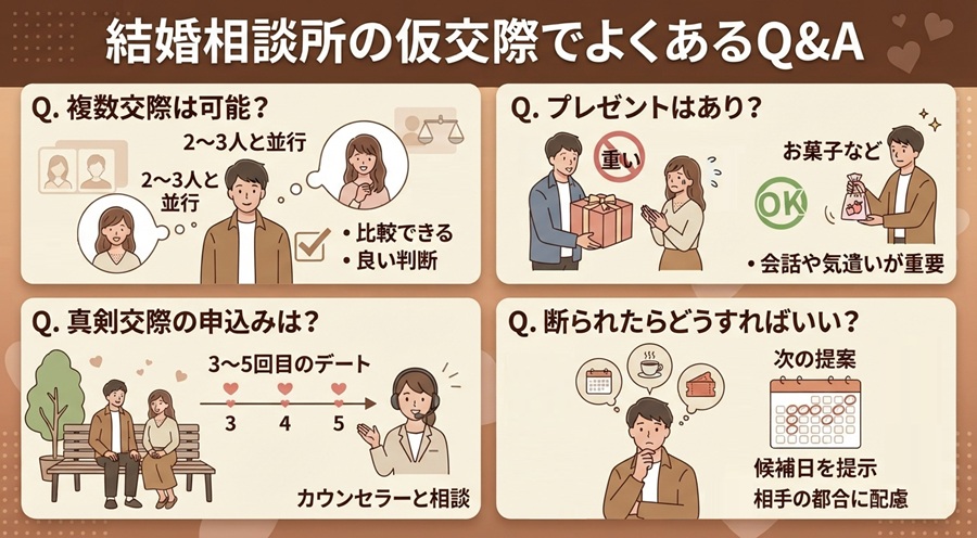 結婚相談所の仮交際でよくある質問と回答