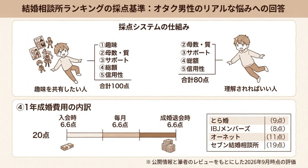 おすすめ結婚相談所ランキングの採点基準