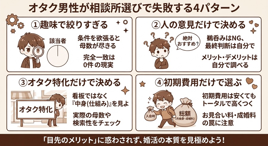 オタク男性が相談所選びで失敗する4パターン